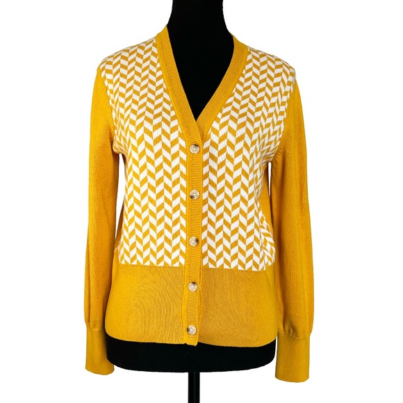 Cotton Blend Chevron Cardigan - Picture 1 of 12